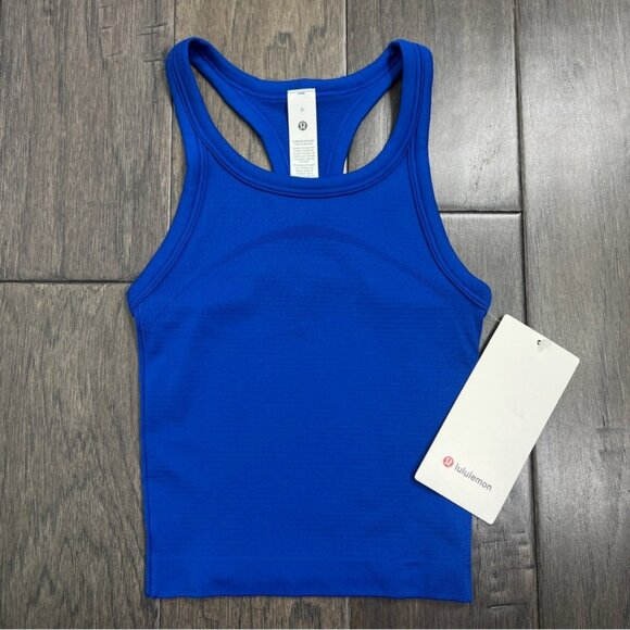 Lululemon NWT Swiftly Tech Cropped Racerback Tank Top 2.0 Galactic Cobalt - Picture 1 of 7
